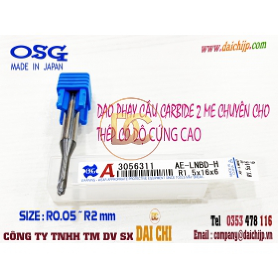 Dao Phay Cầu Carbide 2 Me Chuyên Cho Thép Cứng Cao OSG AE-LNBD-H 3056311