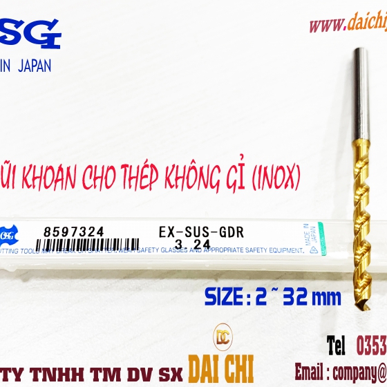 Mũi Khoan Cho Thép Không Gỉ (INOX) OSG EX-SUS-GDR Mã 8597324