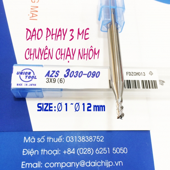 Dao Phay Nhôm ( Long neck square ) 3 Me Không Phủ UNION TOOL - AZS 3030-090